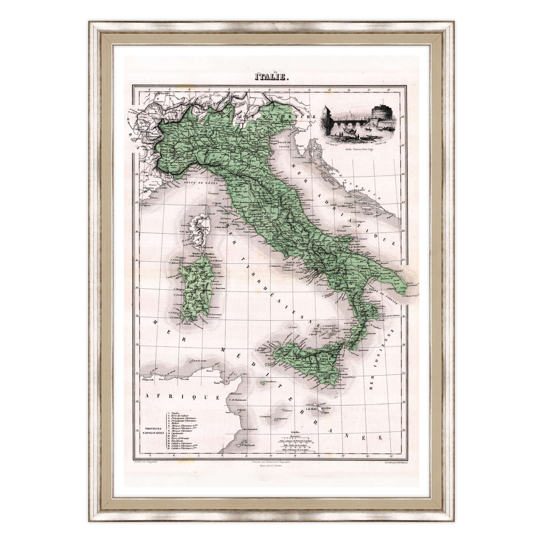 Antica Mappa Italia - Anno 1870