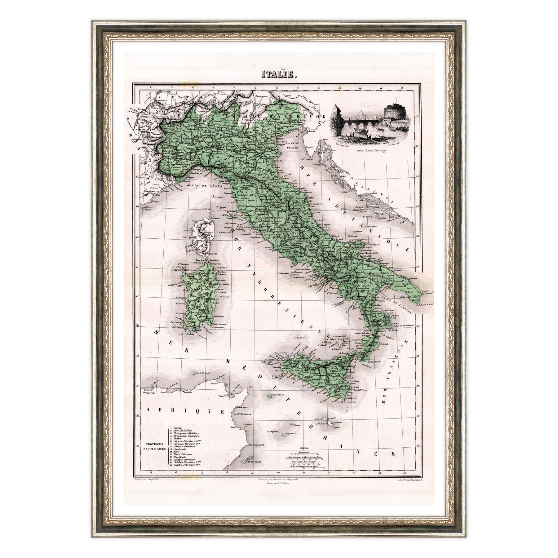 Antica Mappa Italia - Anno 1870