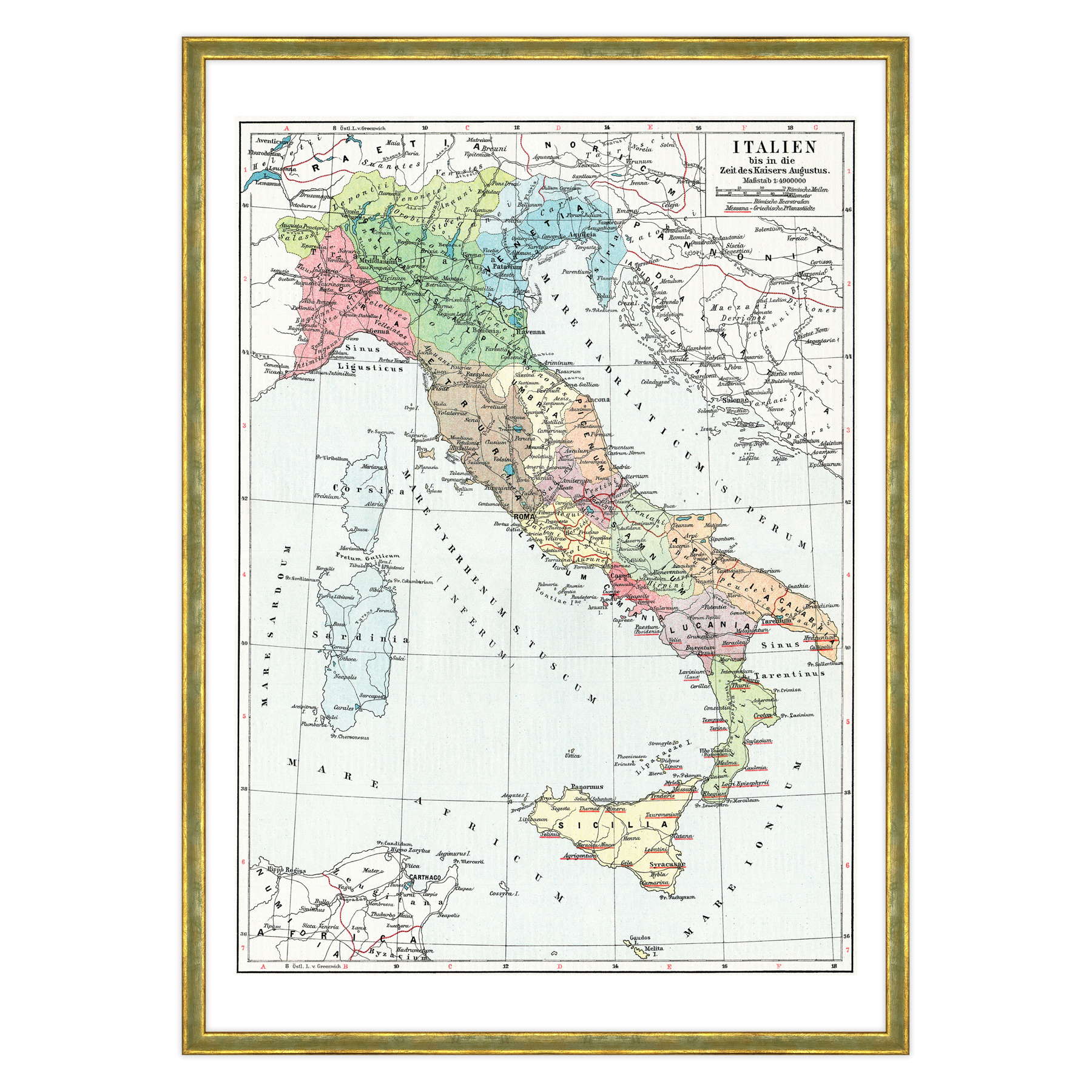 Antica Mappa Italia - Anno 1910