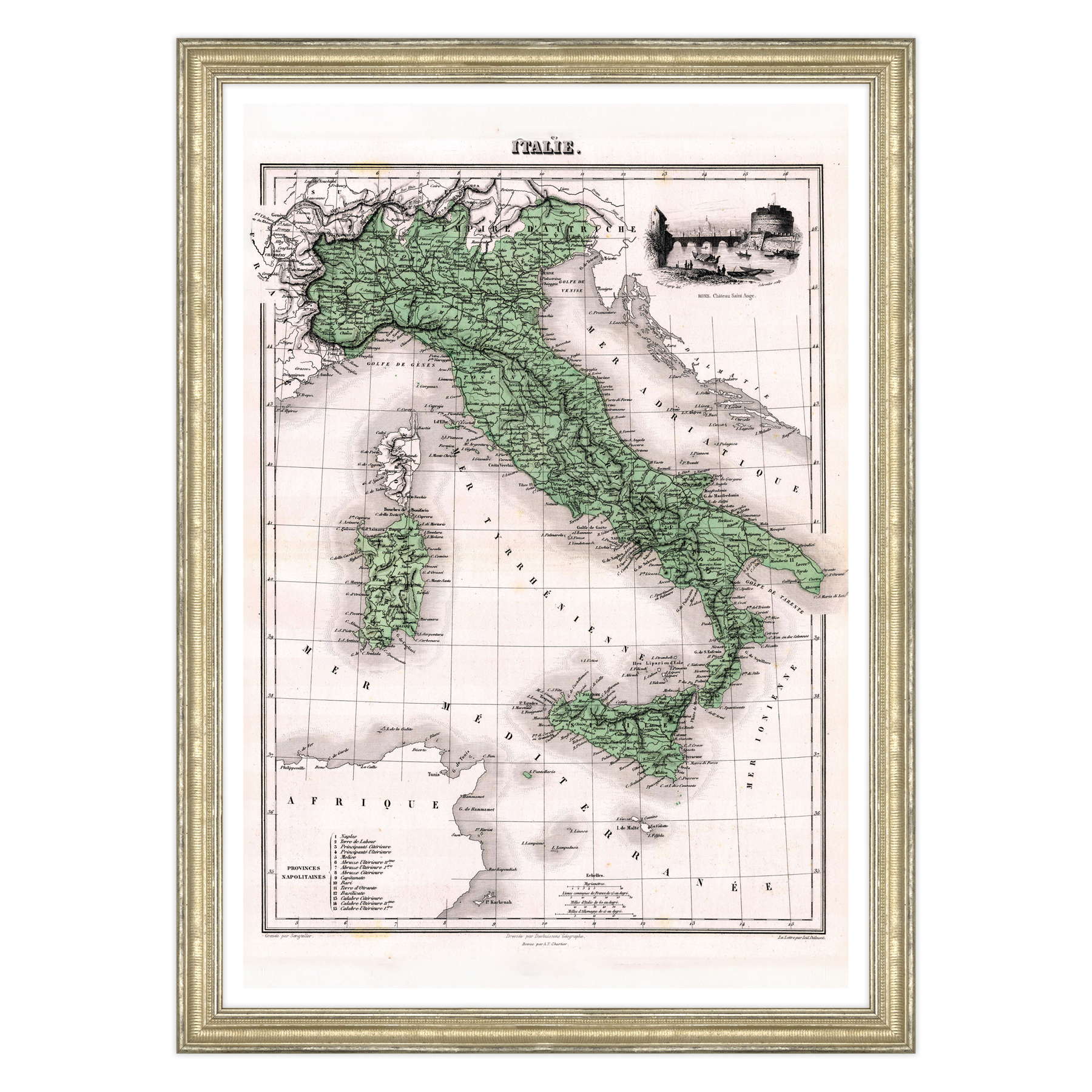 Antica Mappa Italia - Anno 1870