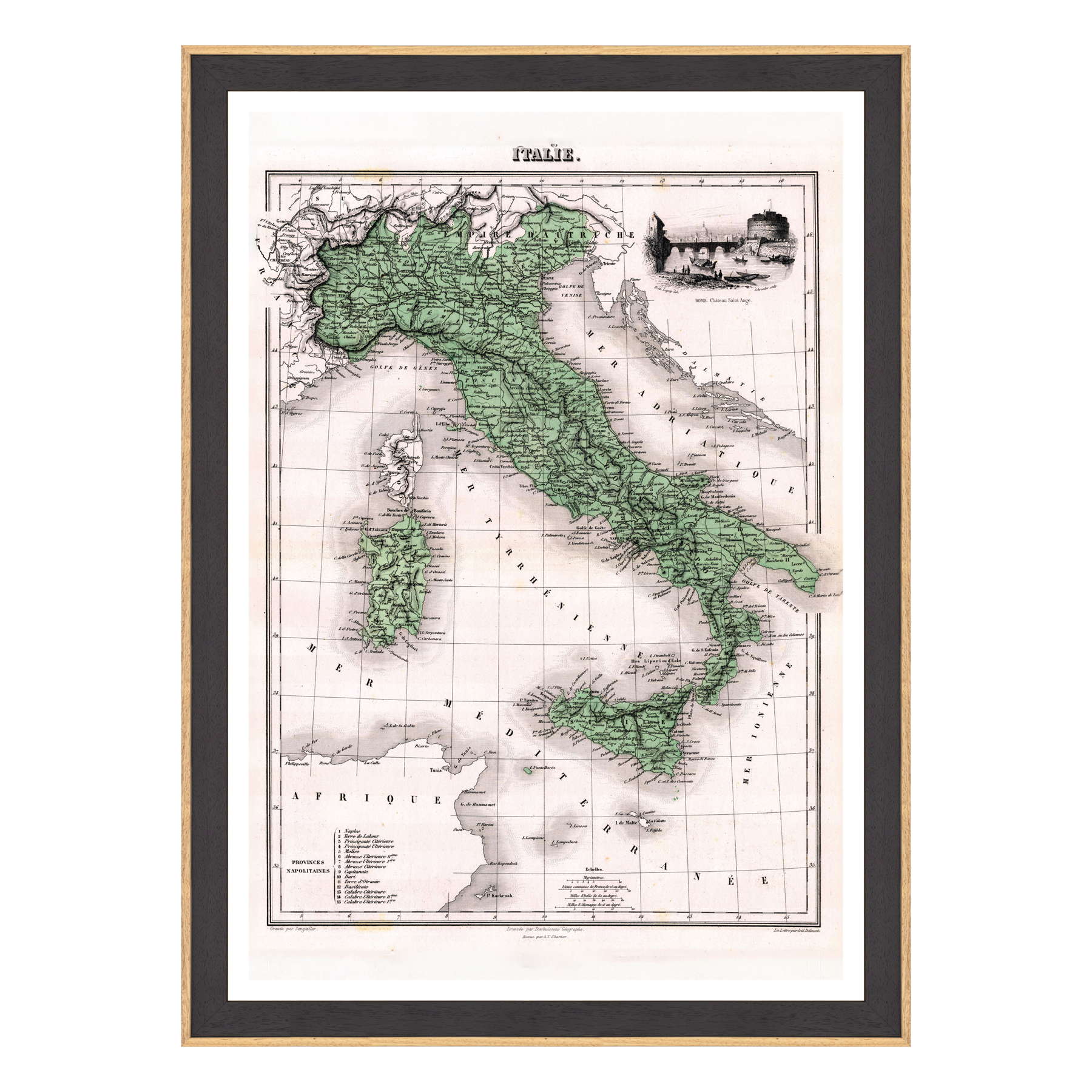 Antica Mappa Italia - Anno 1870