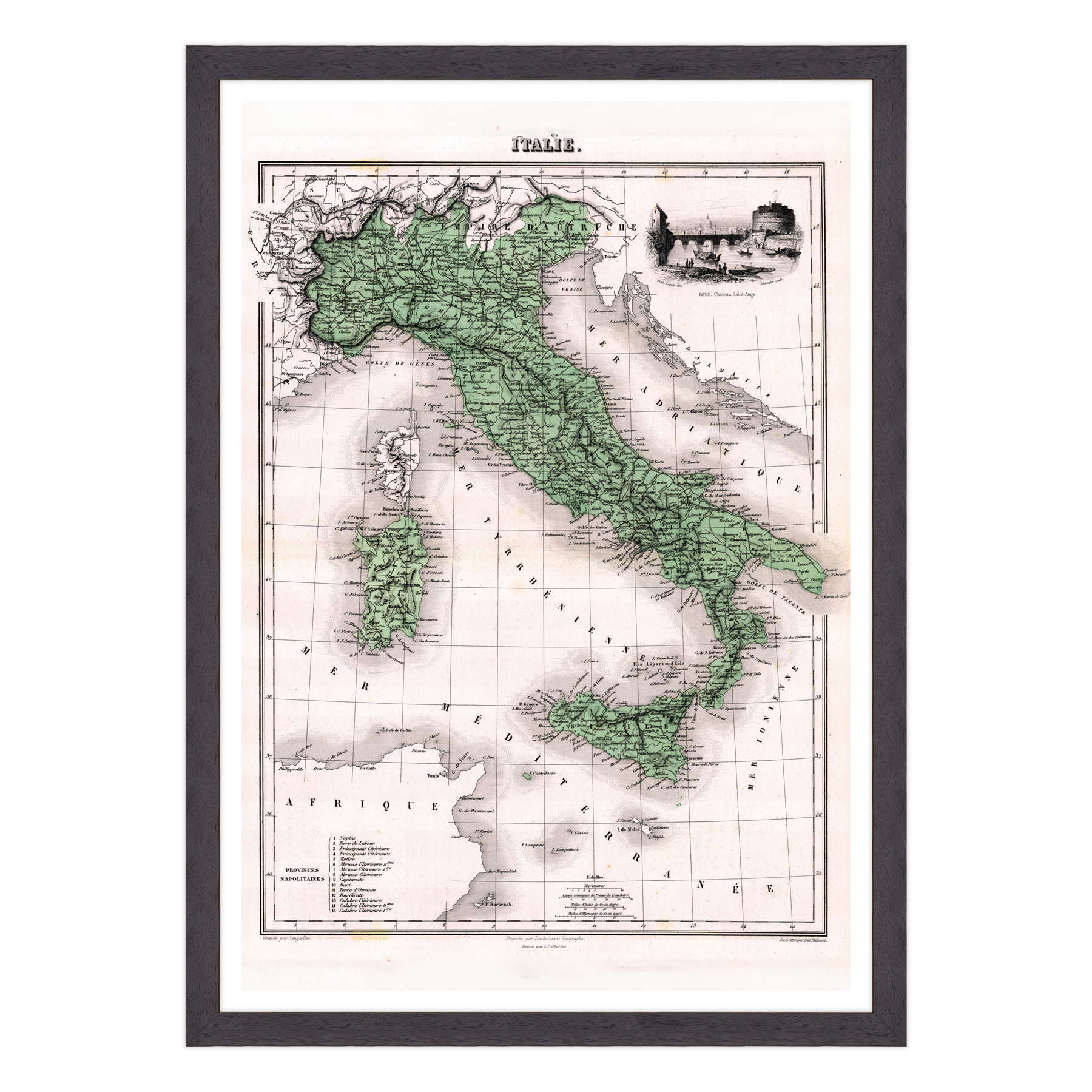 Antica Mappa Italia - Anno 1870