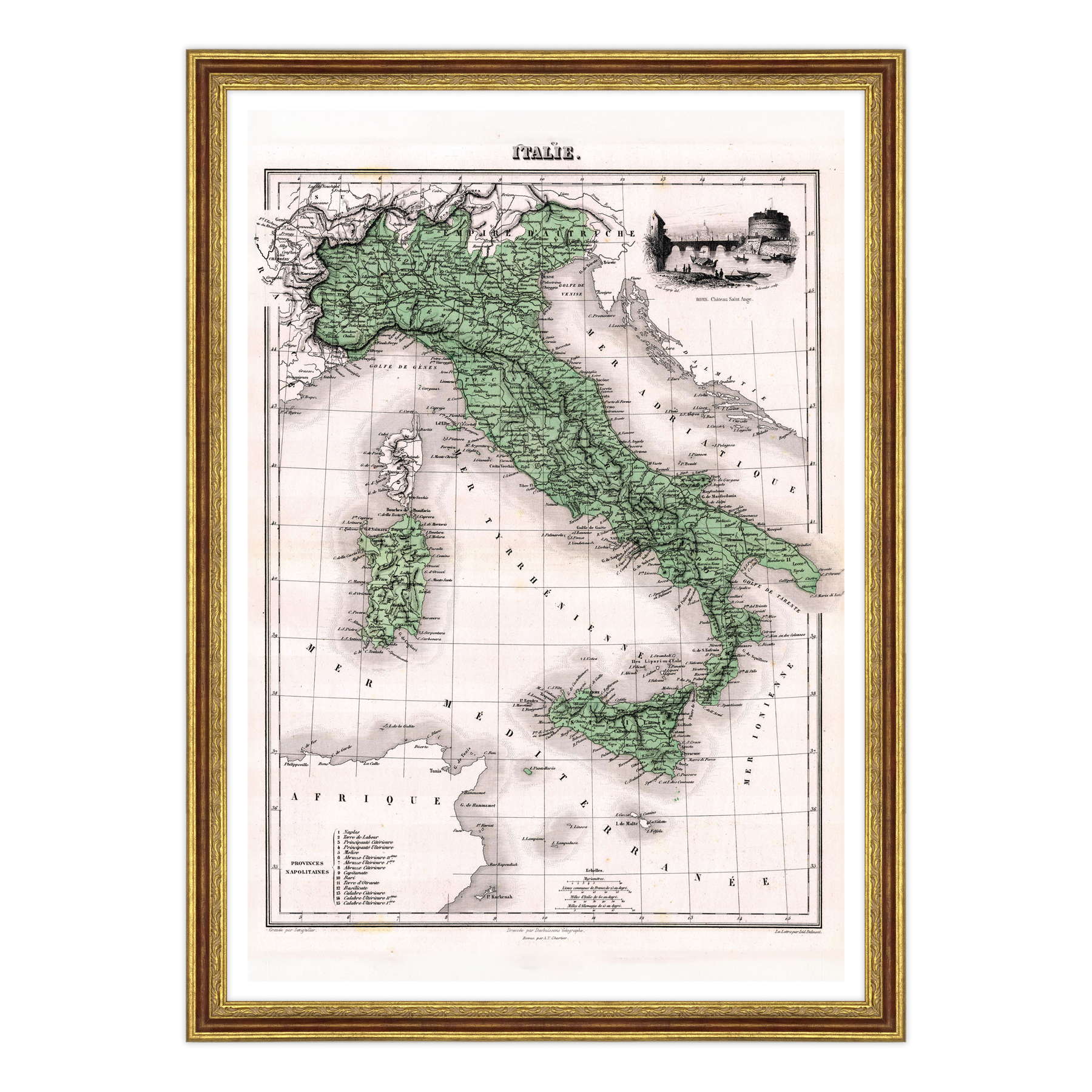 Antica Mappa Italia - Anno 1870