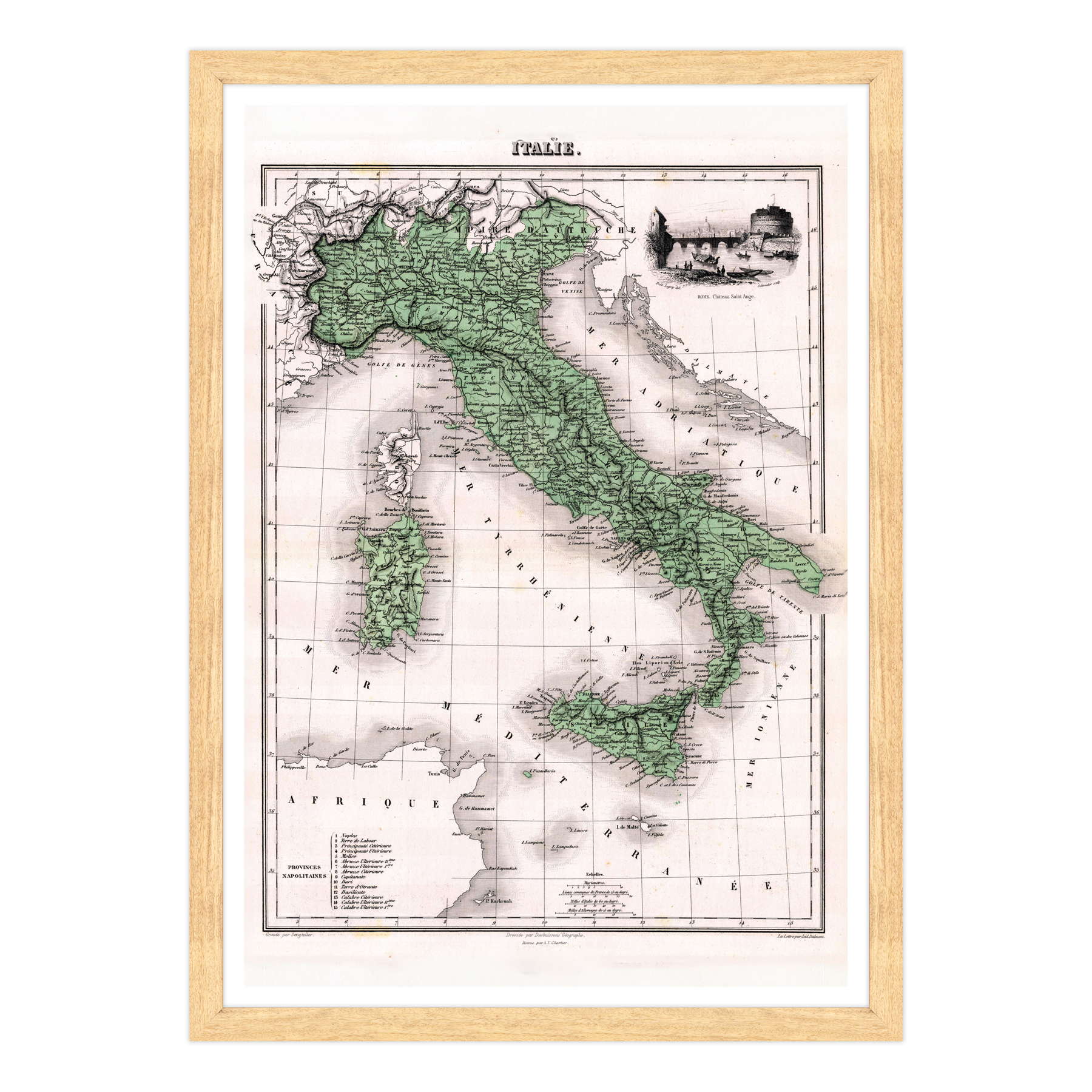 Antica Mappa Italia - Anno 1870