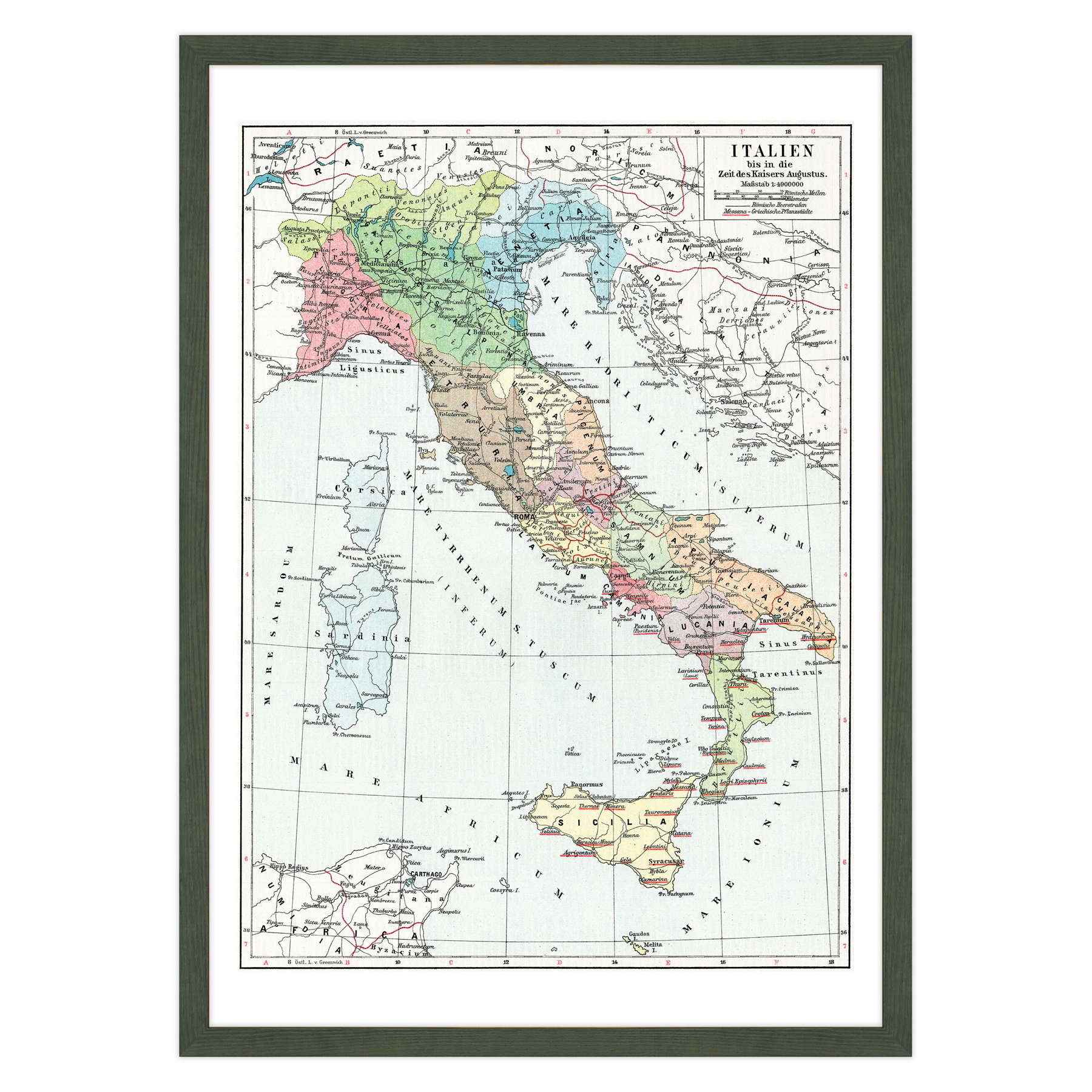 Antica Mappa Italia - Anno 1910