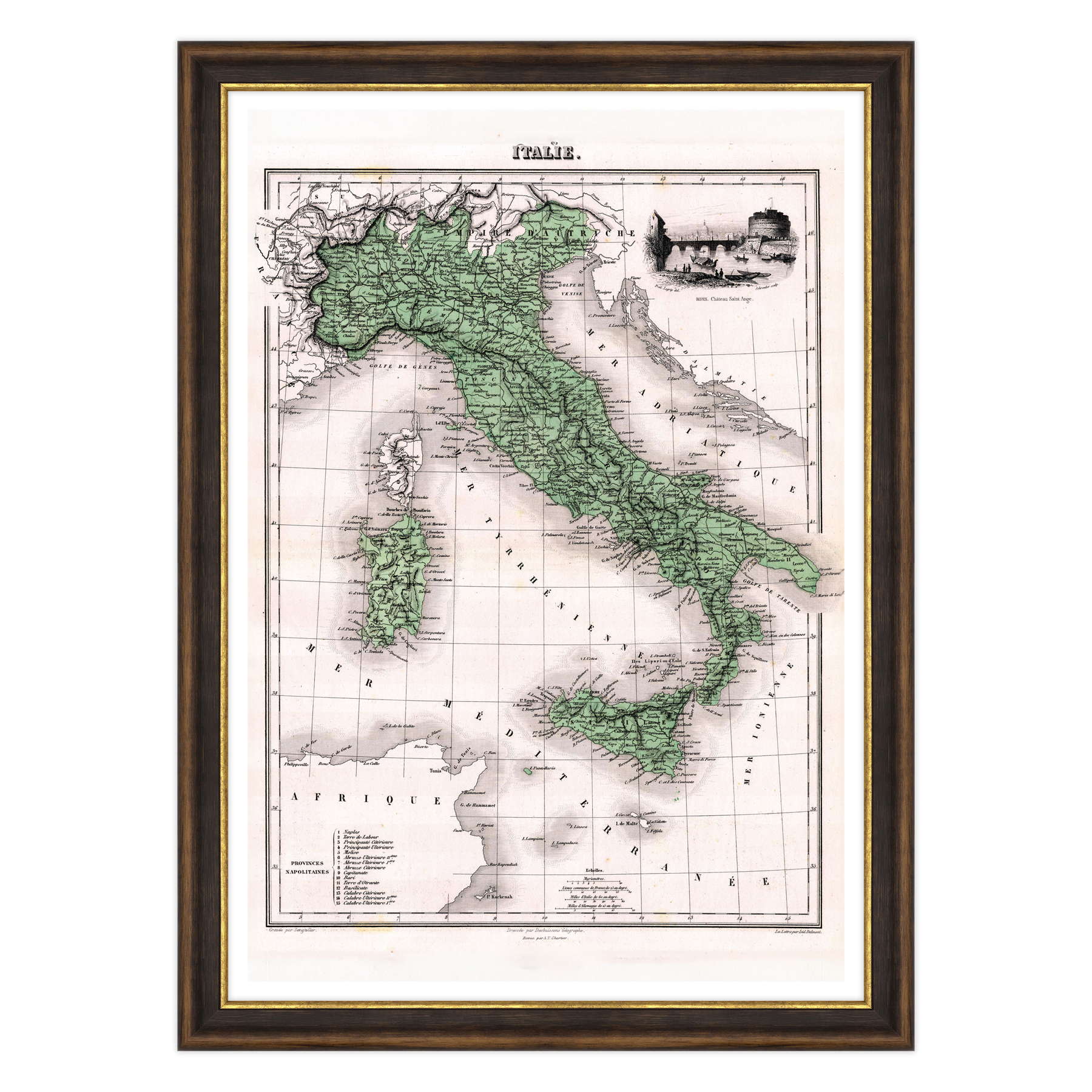 Antica Mappa Italia - Anno 1870