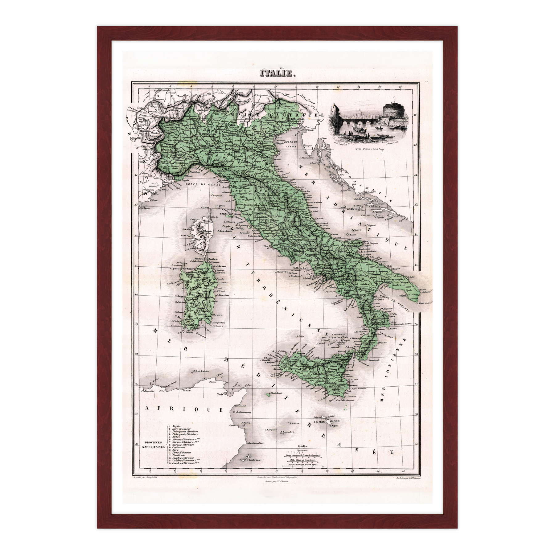 Antica Mappa Italia - Anno 1870