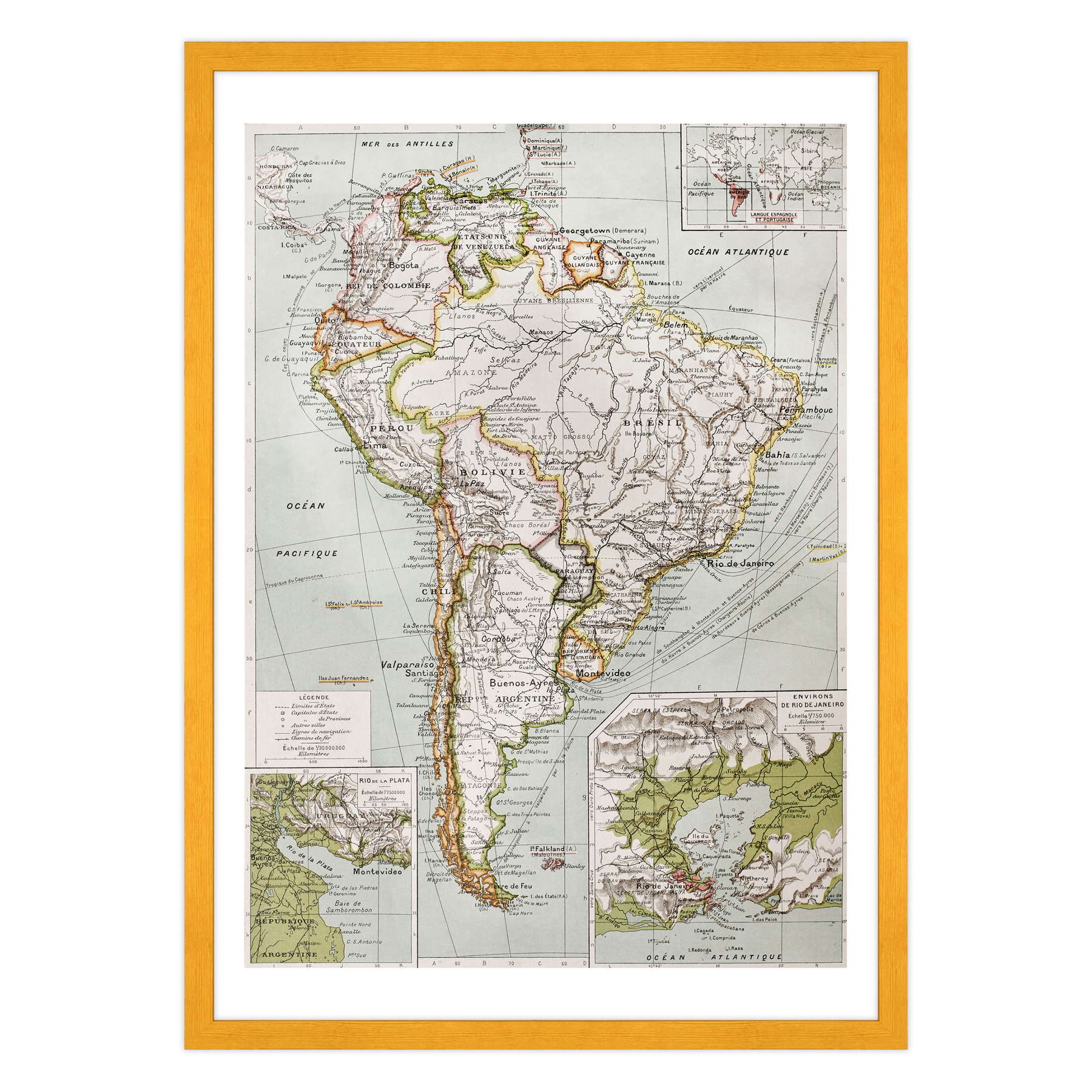 Antica Mappa America del Nord e Centro - Rio de Janeiro - Anno 1894