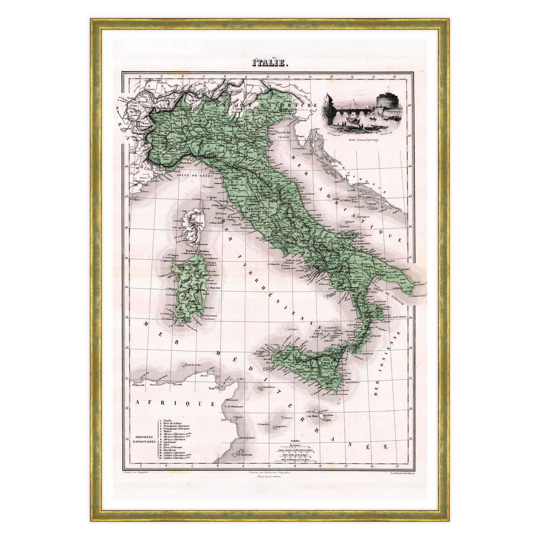 Antica Mappa Italia - Anno 1870