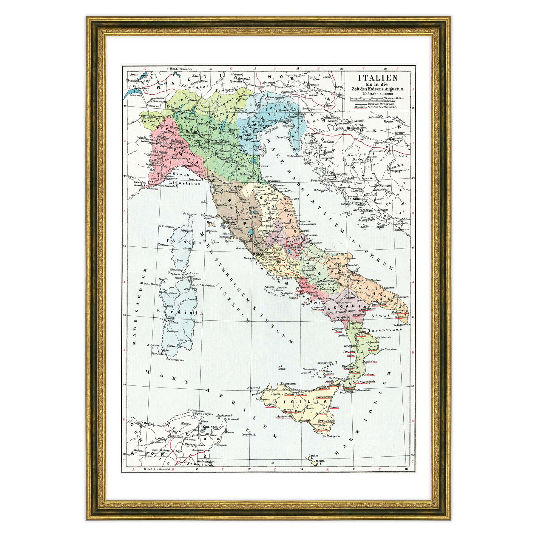 Antica Mappa Italia - Anno 1910