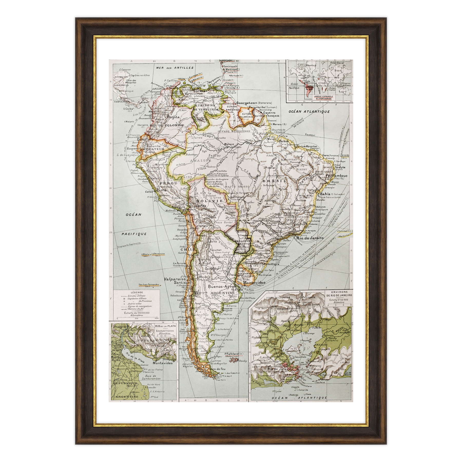 Antica Mappa America del Nord e Centro - Rio de Janeiro - Anno 1894