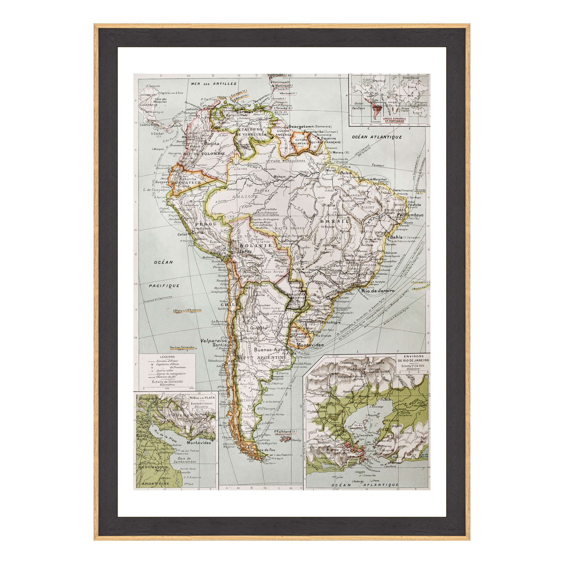 Antica Mappa America del Nord e Centro - Rio de Janeiro - Anno 1894