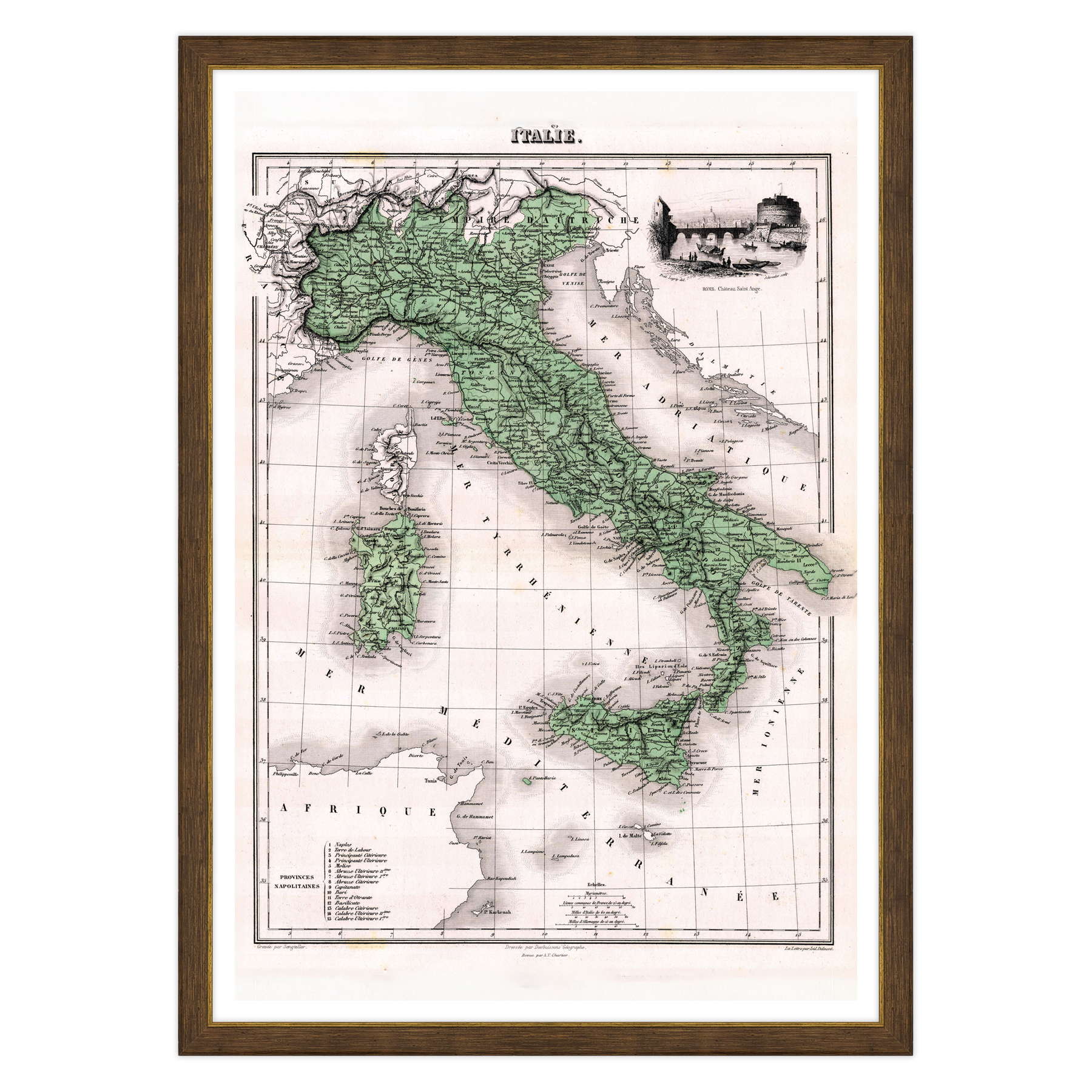 Antica Mappa Italia - Anno 1870