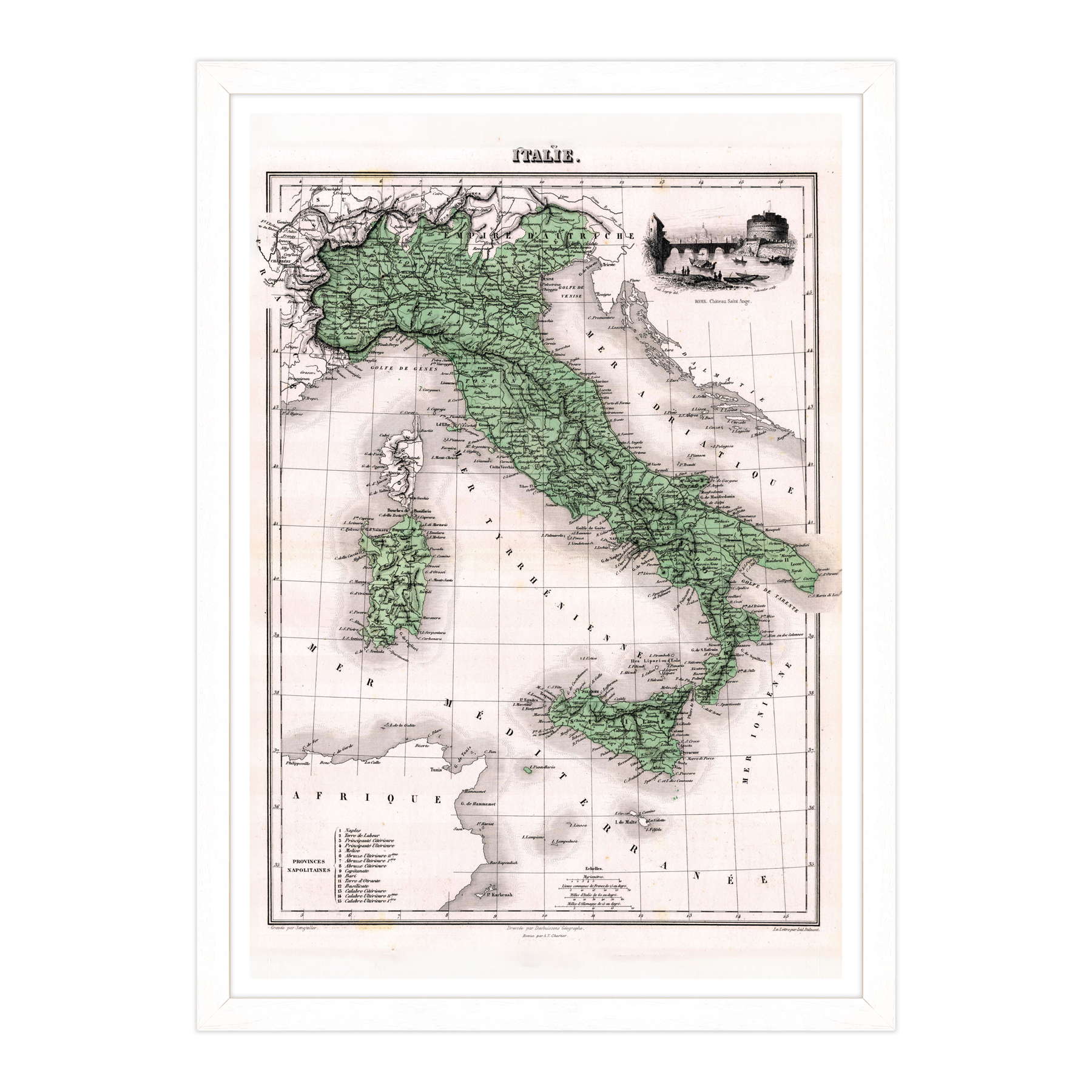 Antica Mappa Italia - Anno 1870