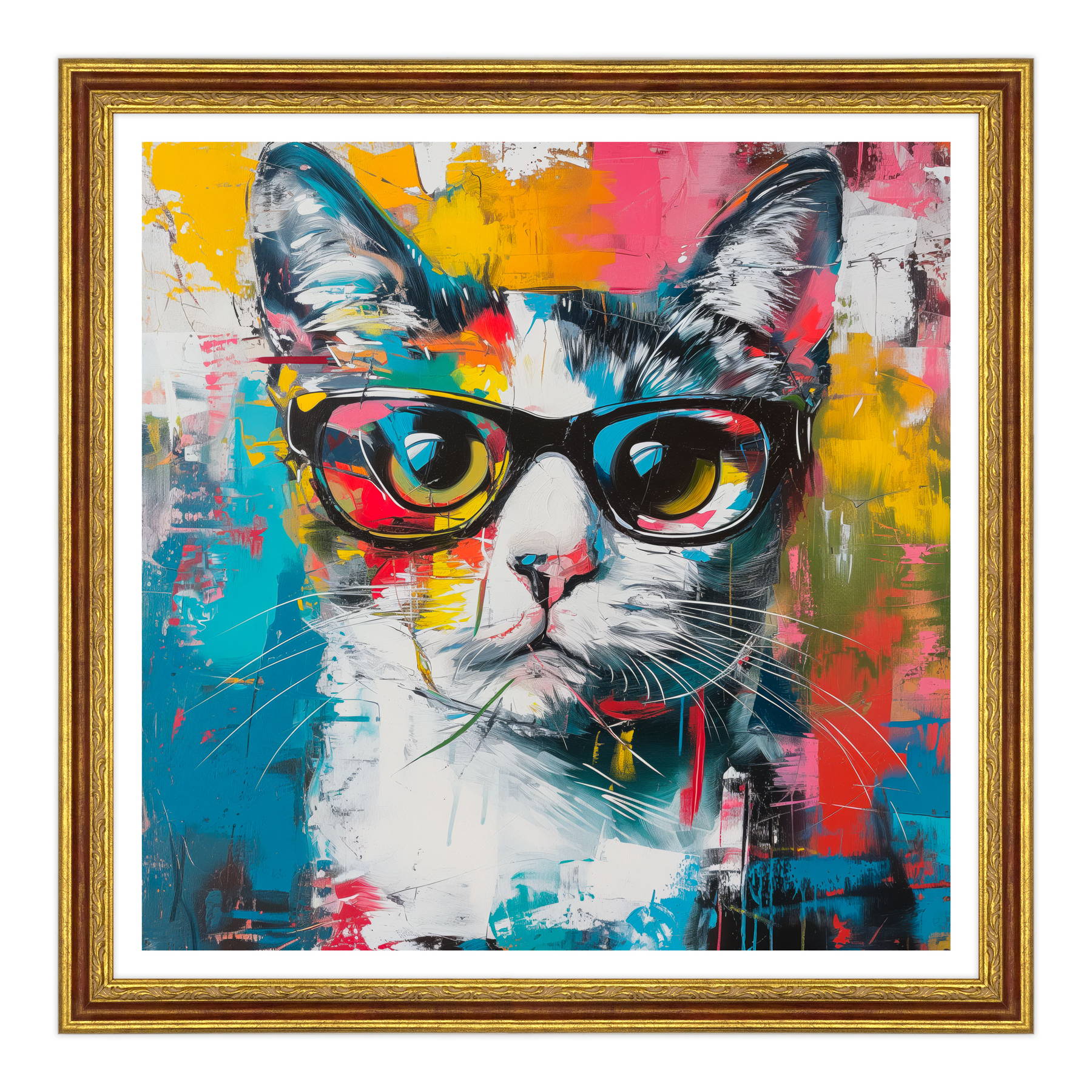 Ritratto di Eleganza: Gatto con Occhiali
