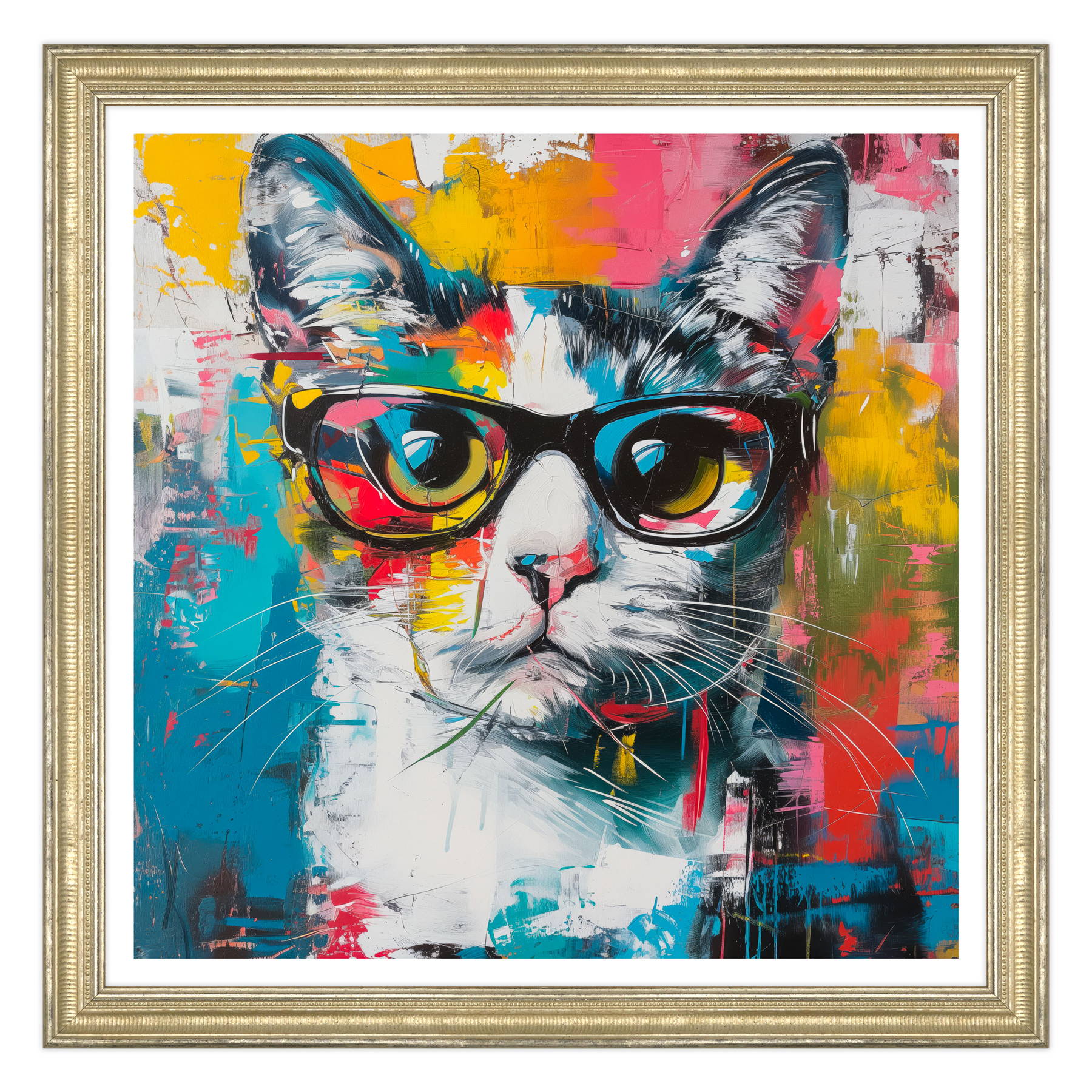 Ritratto di Eleganza: Gatto con Occhiali