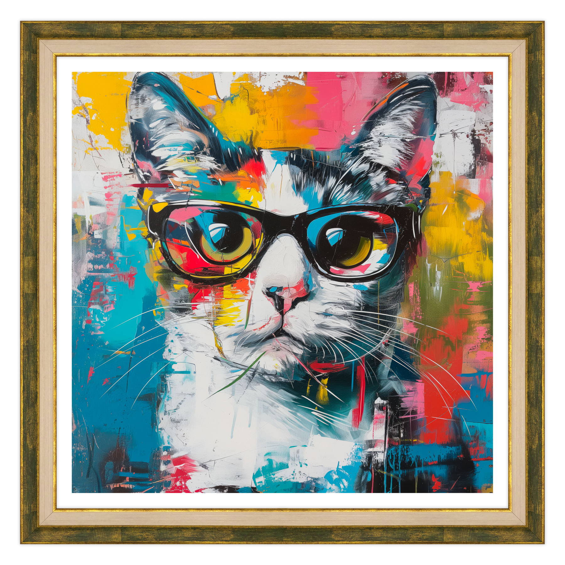 Ritratto di Eleganza: Gatto con Occhiali
