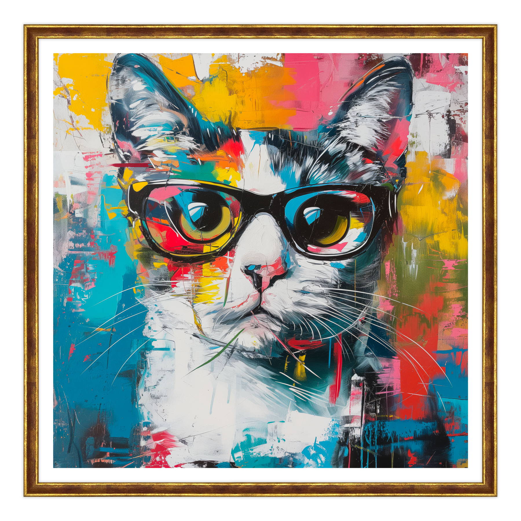 Ritratto di Eleganza: Gatto con Occhiali